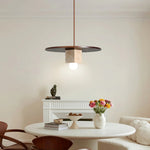 Round Wood Square Travertine Pendant Light