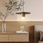 Round Wood Square Travertine Pendant Light