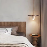 Round Wood Square Travertine Pendant Light