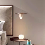 Round Wood Square Travertine Pendant Light