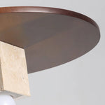 Round Wood Square Travertine Pendant Light