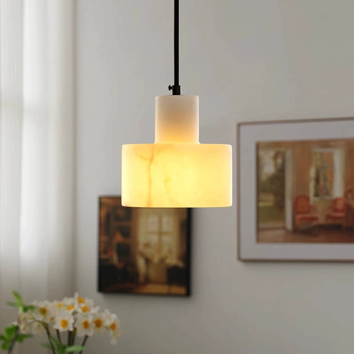 Simple Alabaster Cyls Pendant Lamp
