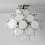 Solene Clustered Glass Disc Ceiling Light | Clear and Frosted Glass Discs | Standard studio view of the unlit multi-layered fixture against a light grey background | Severn Lighting