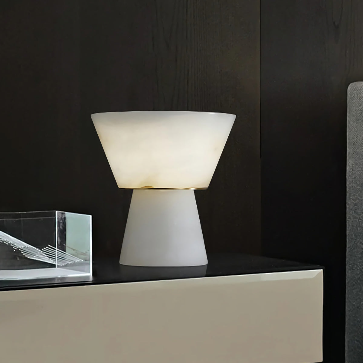 Conical Alabaster Table Lamp