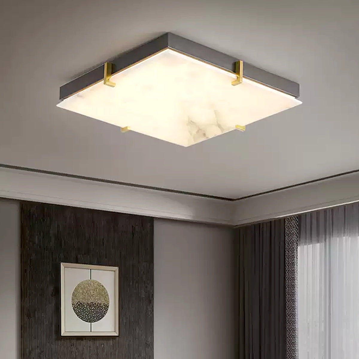 Square Alabaster Ceiling Light