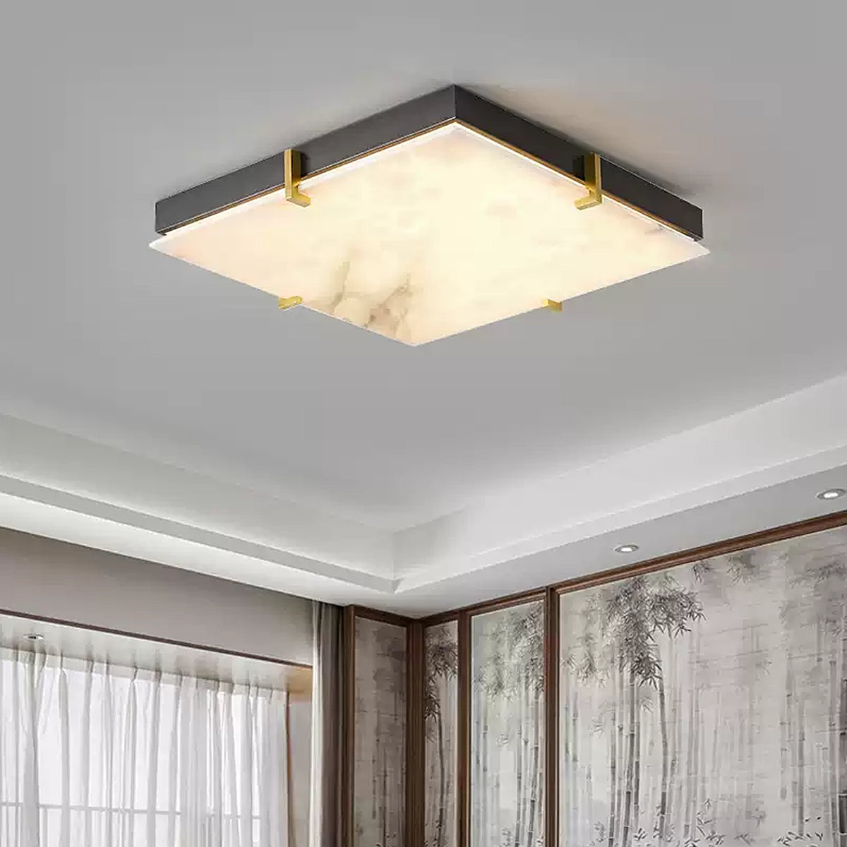 Square Alabaster Ceiling Light