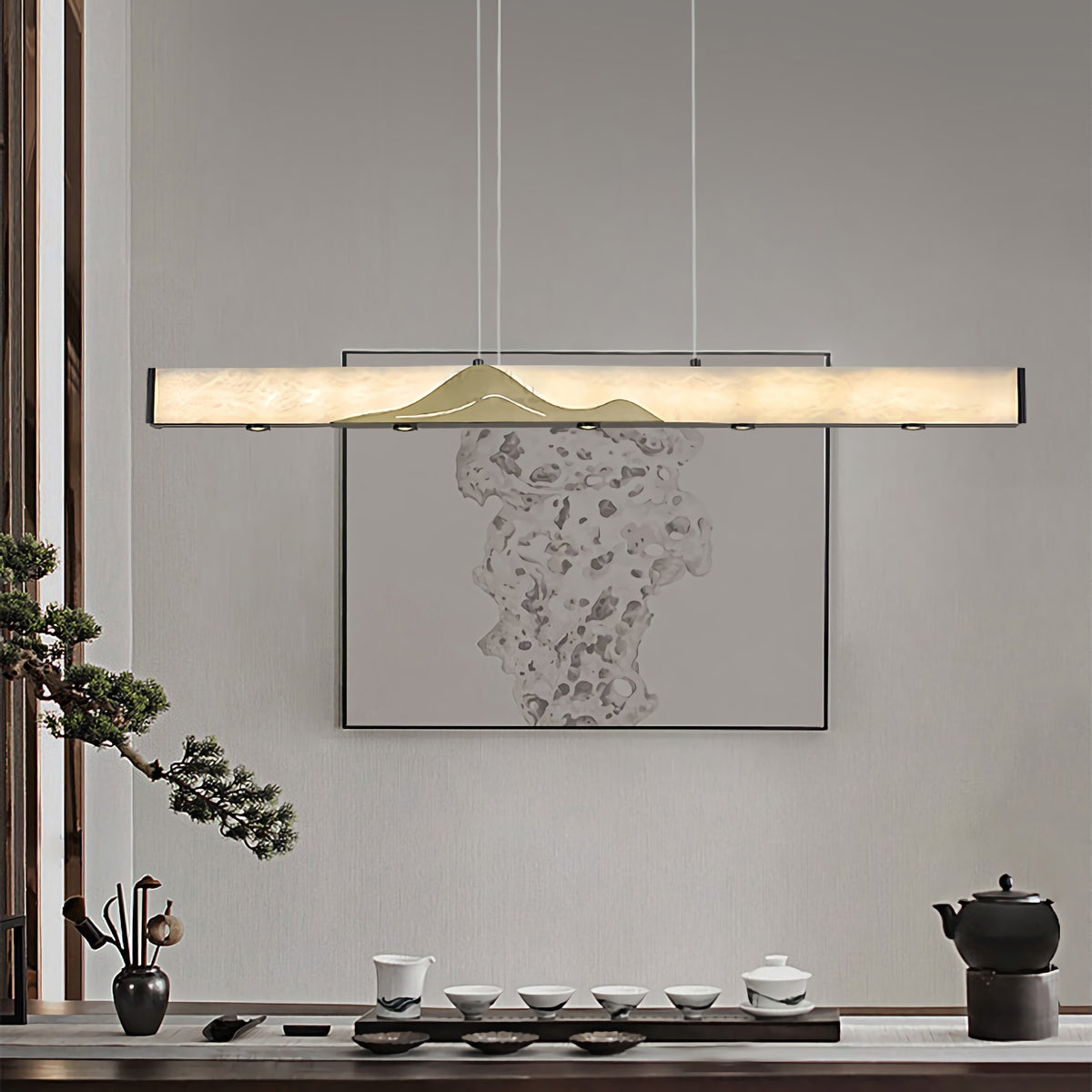 Square Column Long Marble Chandelier