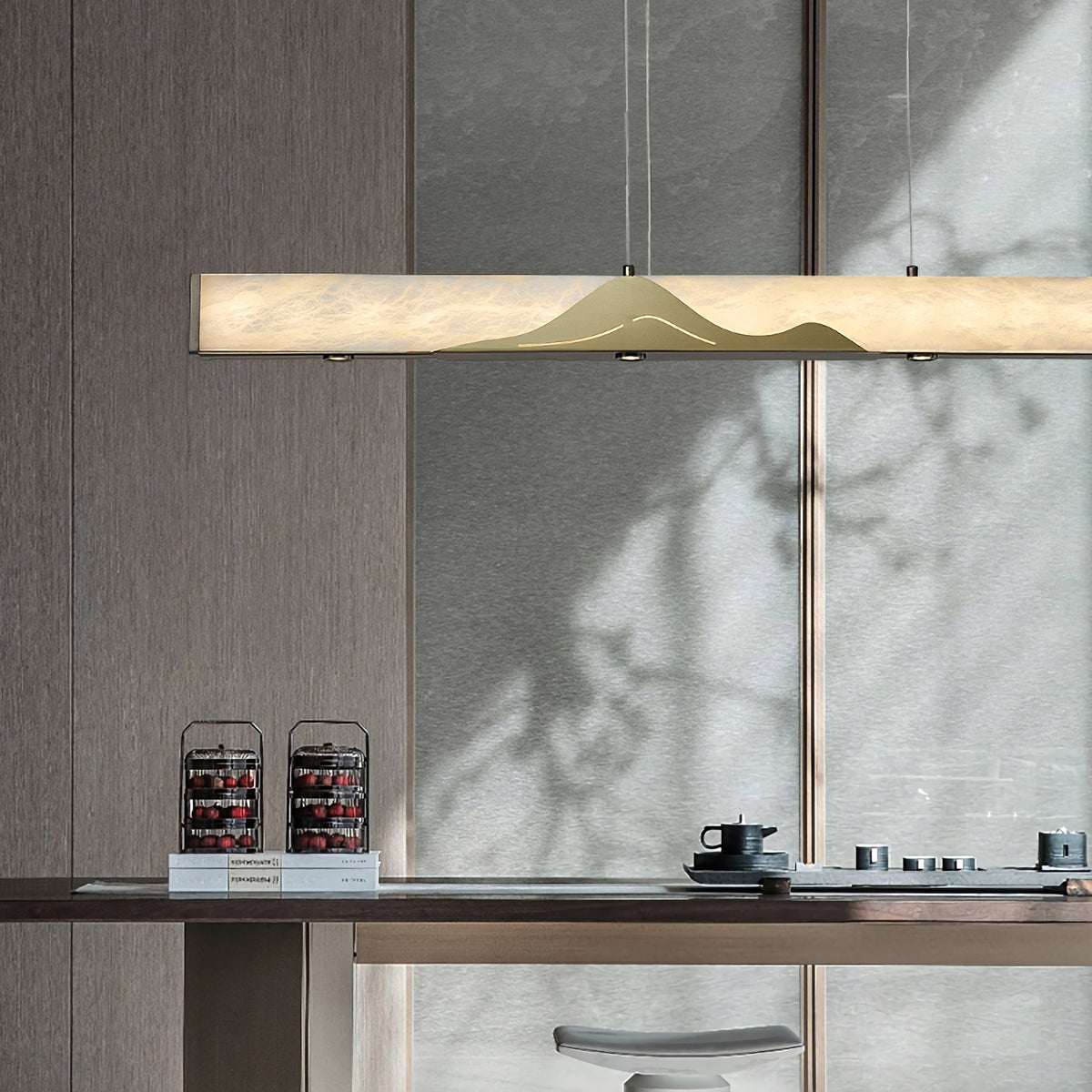 Square Column Long Marble Chandelier