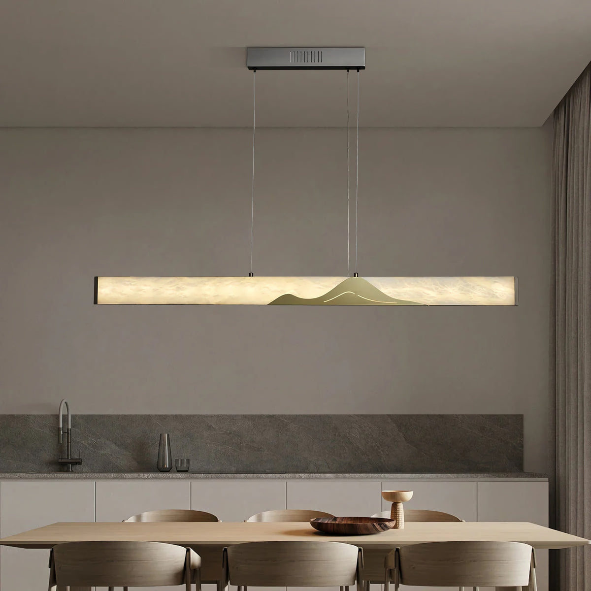 Square Column Long Marble Chandelier