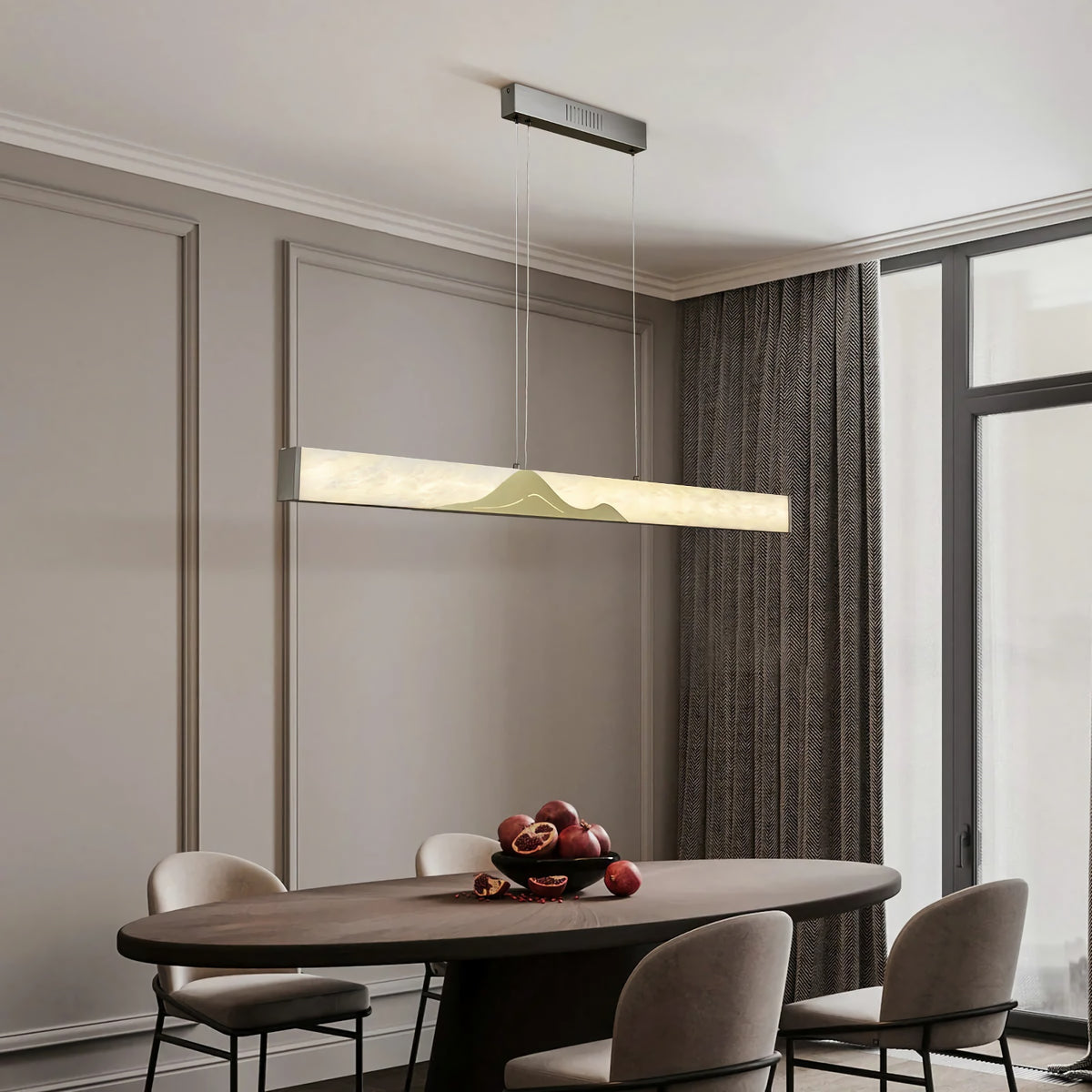 Square Column Long Marble Chandelier