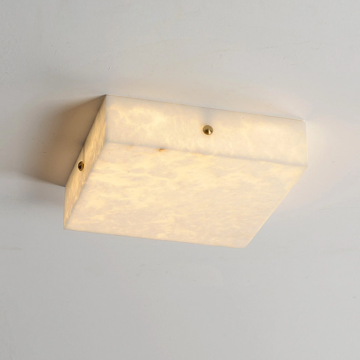Square Flushmount Alabaster Ceiling Light
