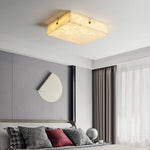 Square Flushmount Alabaster Ceiling Light