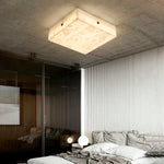 Square Flushmount Alabaster Ceiling Light