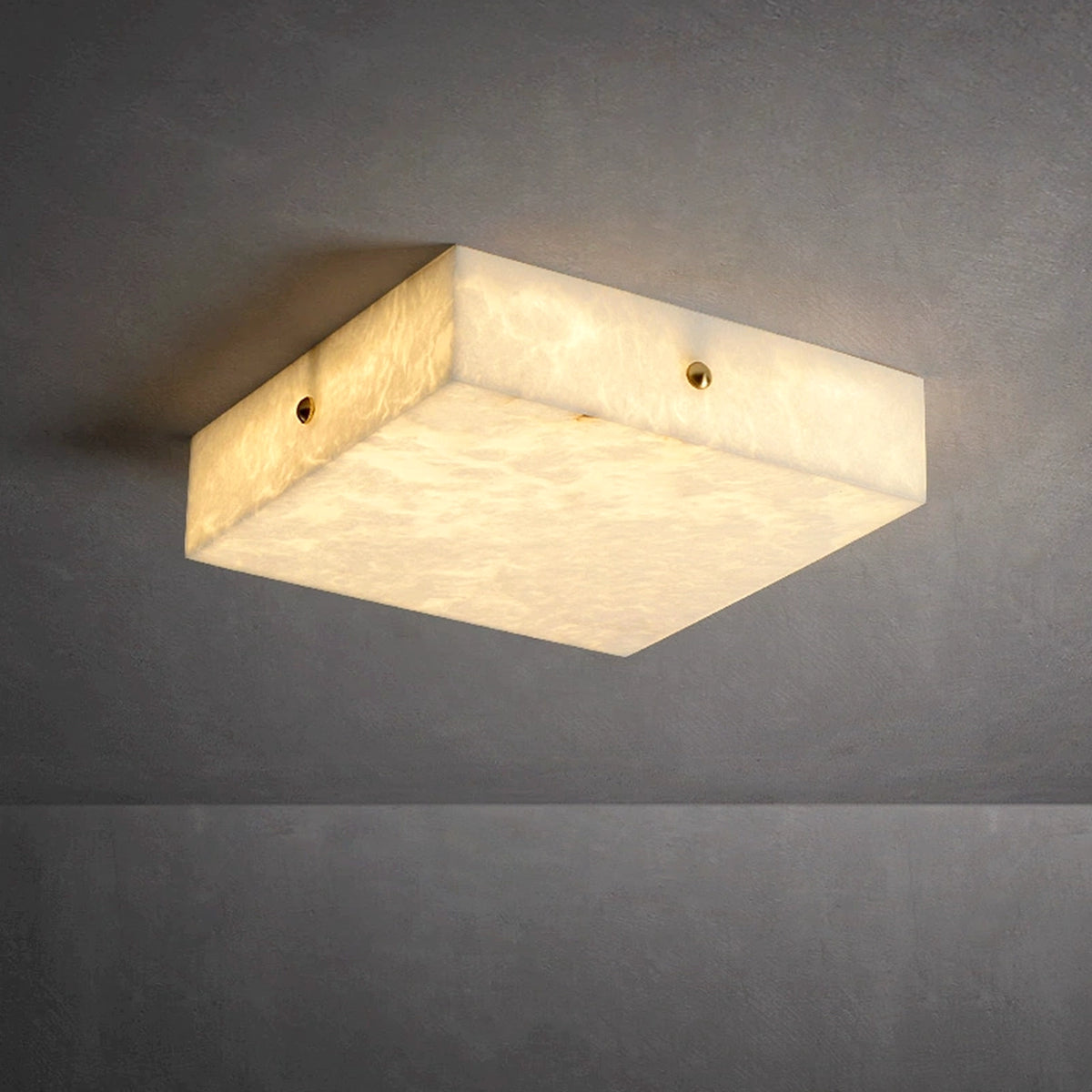 Square Flushmount Alabaster Ceiling Light