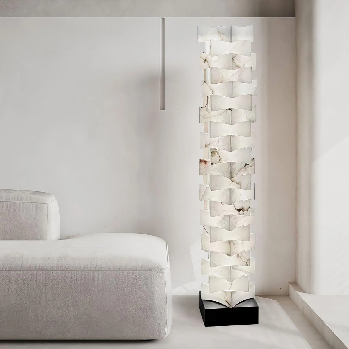 Stacked Alabaster Floor Lamp