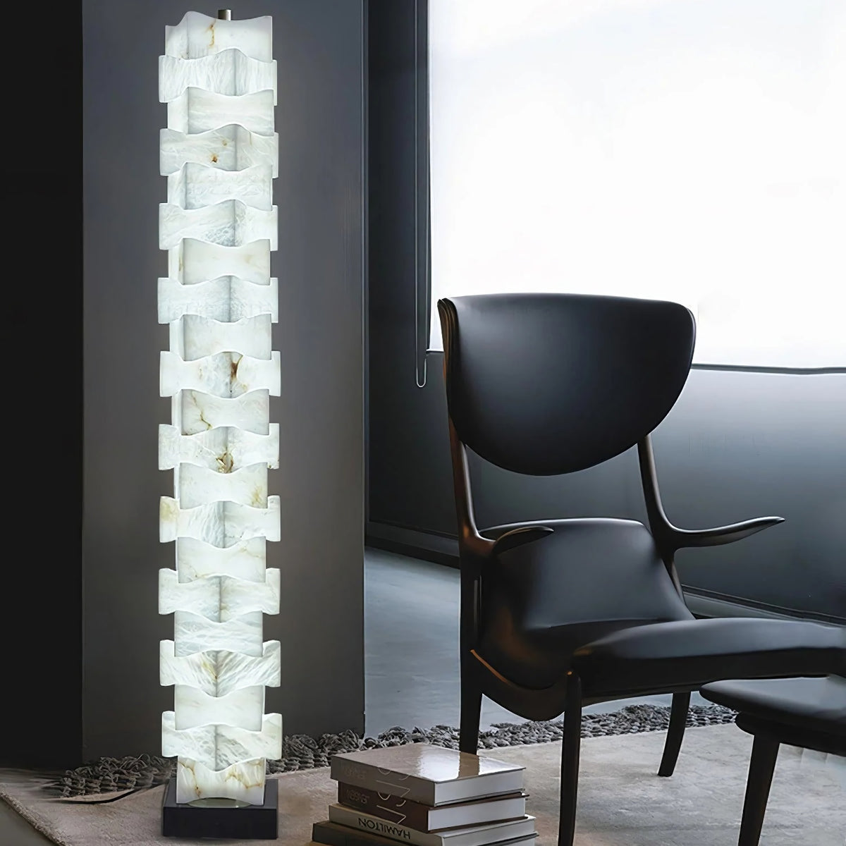 Stacked Alabaster Floor Lamp