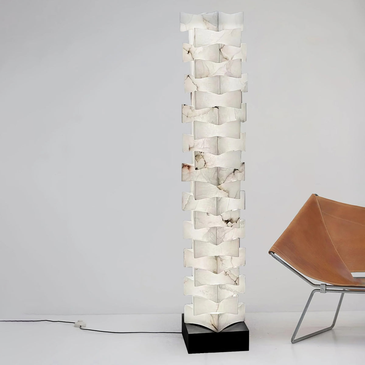 Stacked Alabaster Floor Lamp
