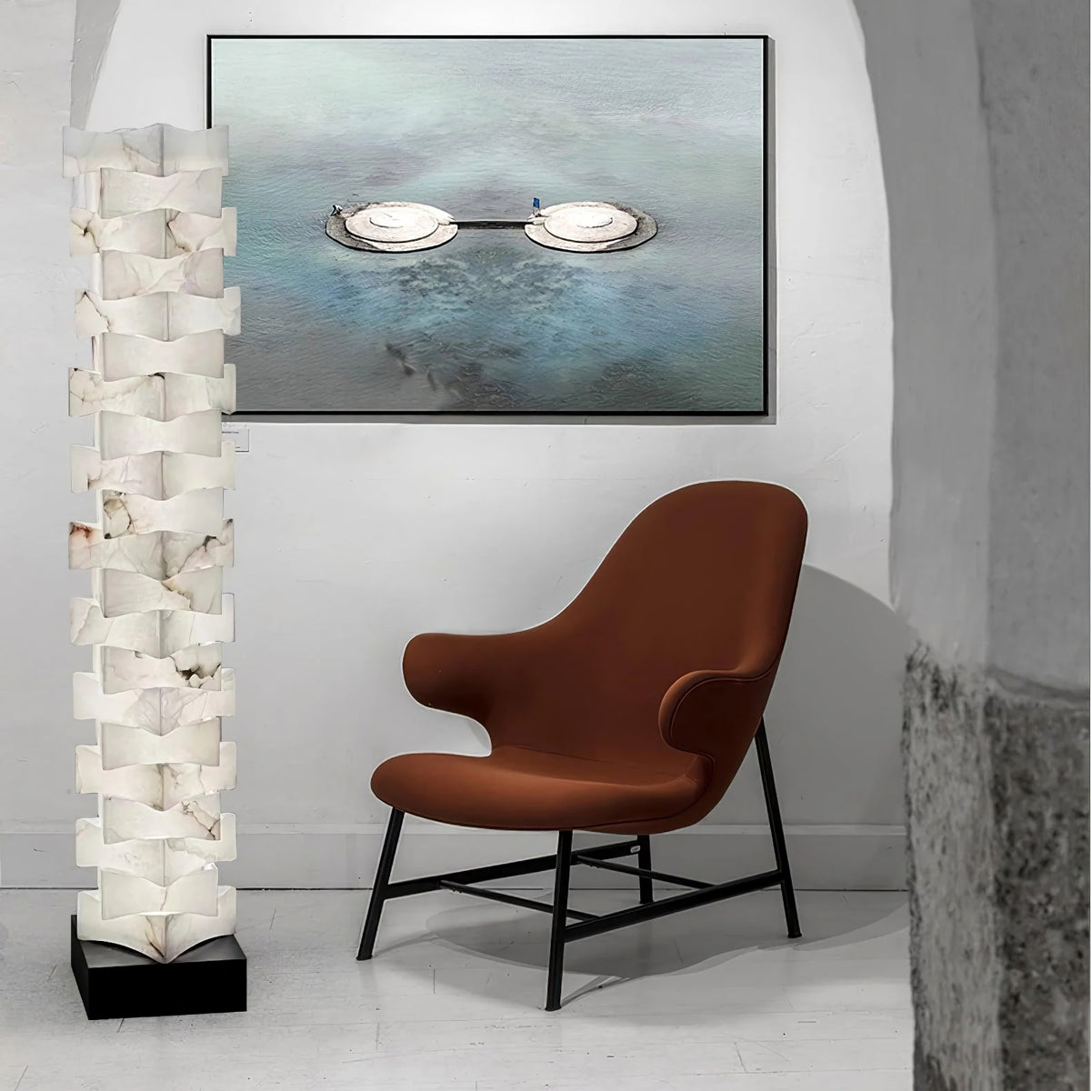 Stacked Alabaster Floor Lamp