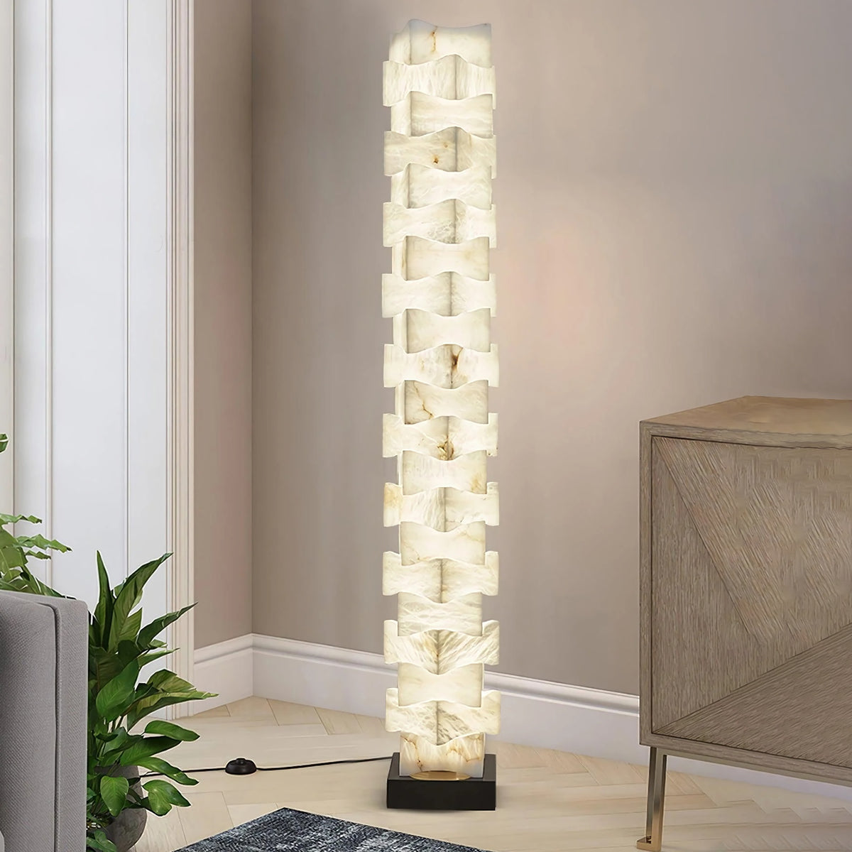 Stacked Alabaster Floor Lamp