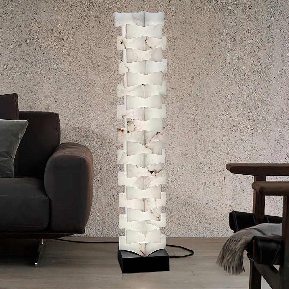 Stacked Alabaster Floor Lamp