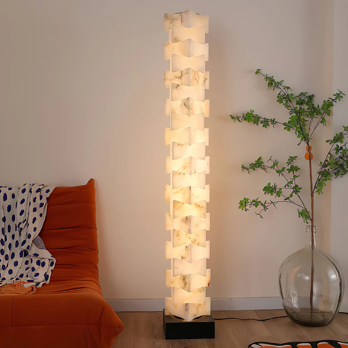 Stacked Alabaster Floor Lamp
