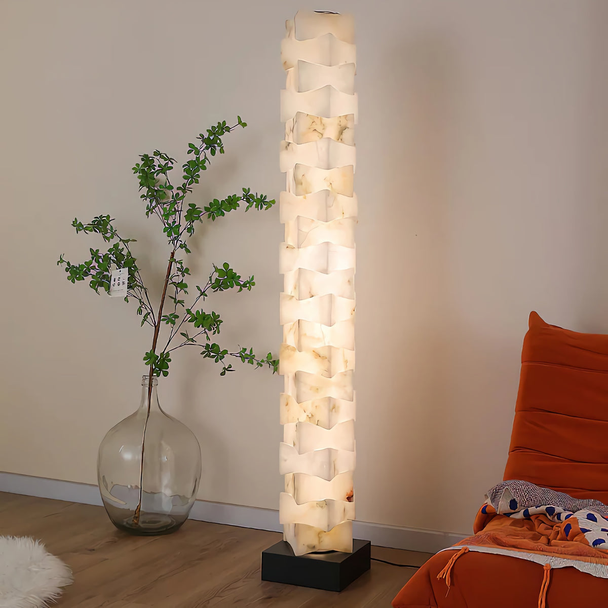 Stacked Alabaster Floor Lamp