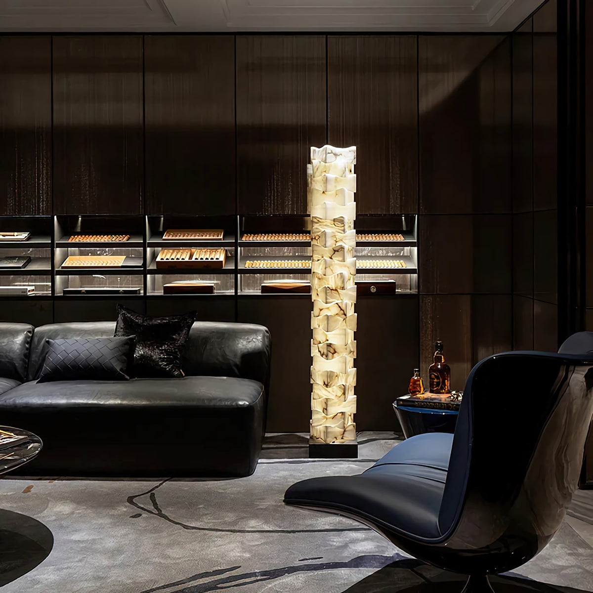 Stacked Alabaster Floor Lamp