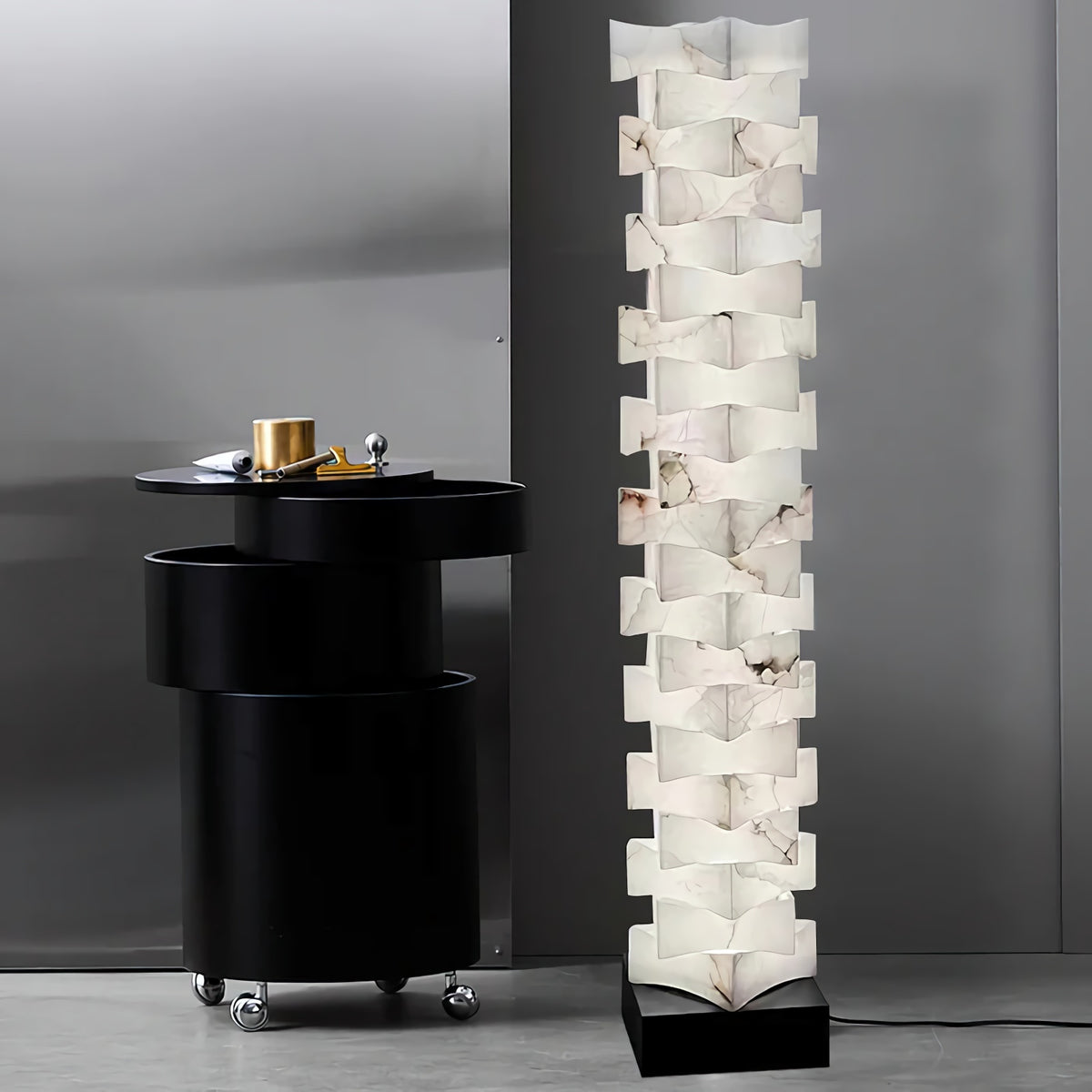 Stacked Alabaster Floor Lamp