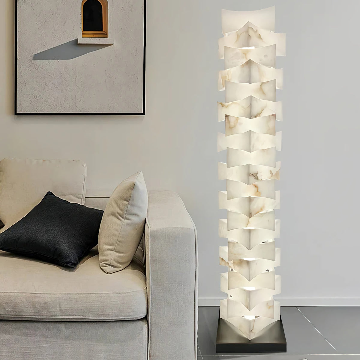 Stacked Alabaster Floor Lamp