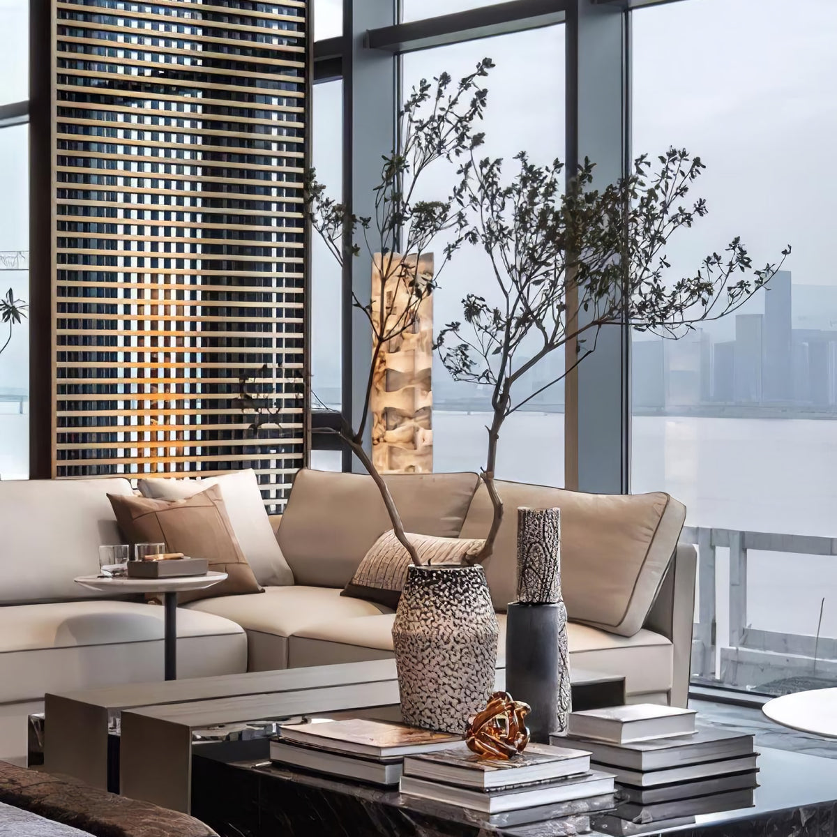 Stacked Alabaster Floor Lamp