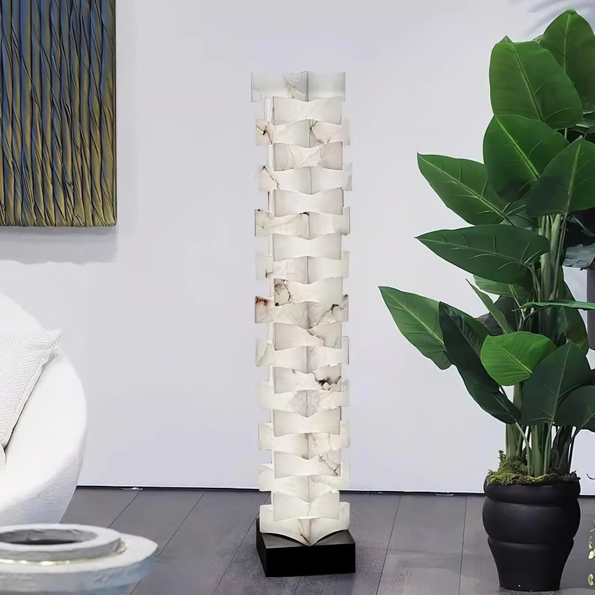 Stacked Alabaster Floor Lamp