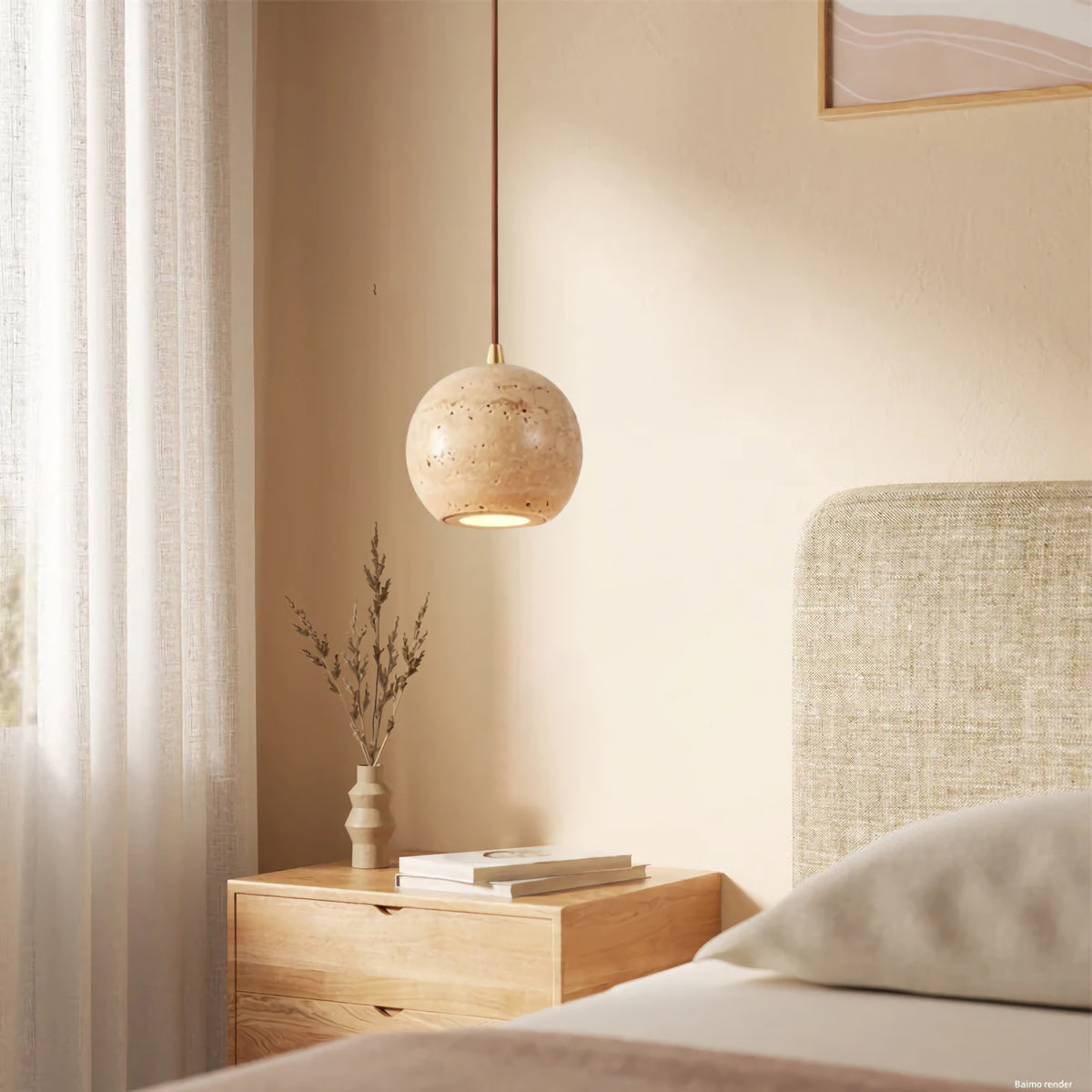 Textured Travertine Pendant Light