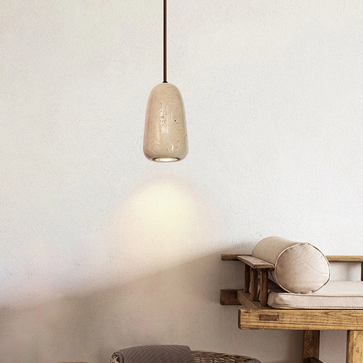 Textured Travertine Pendant Light