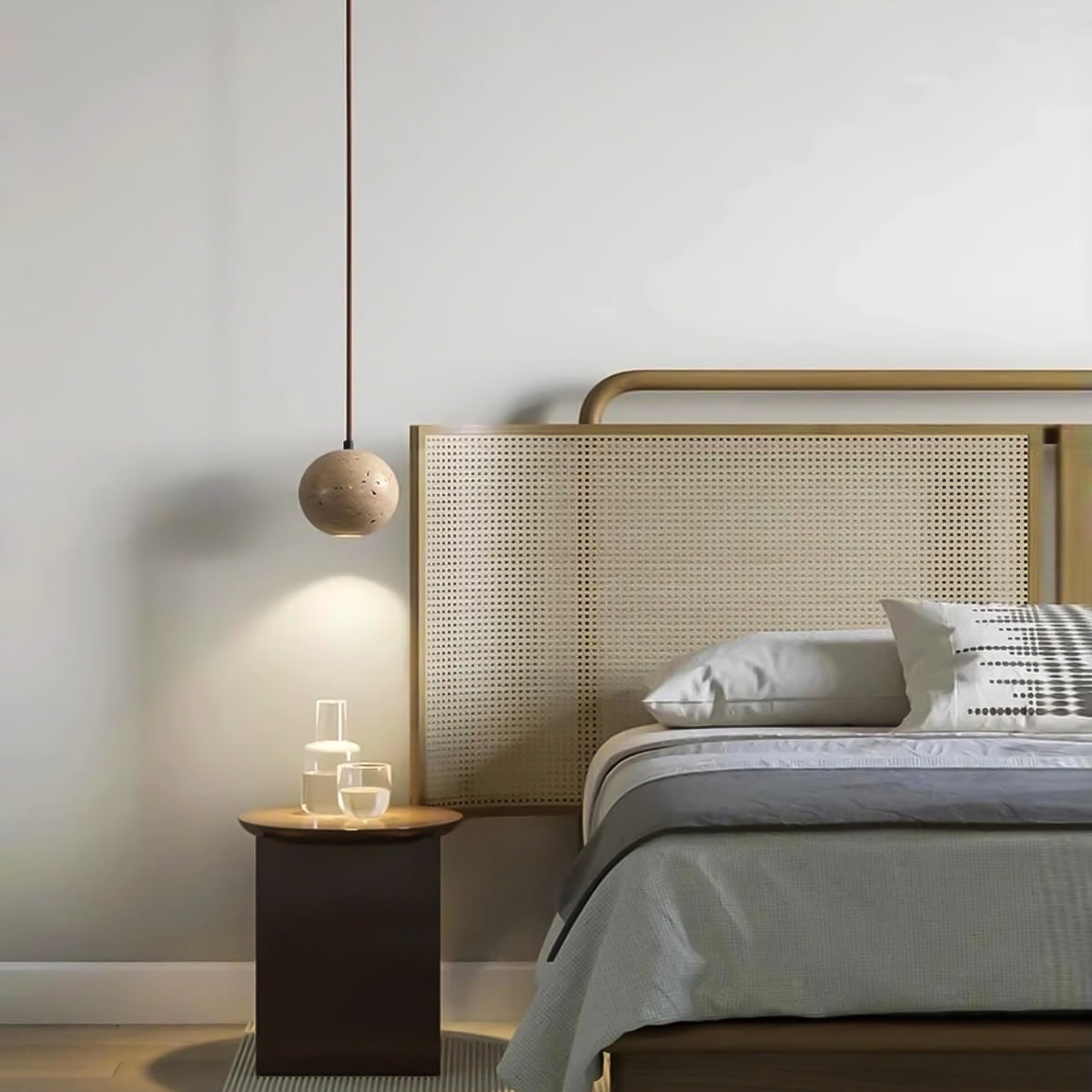 Textured Travertine Pendant Light