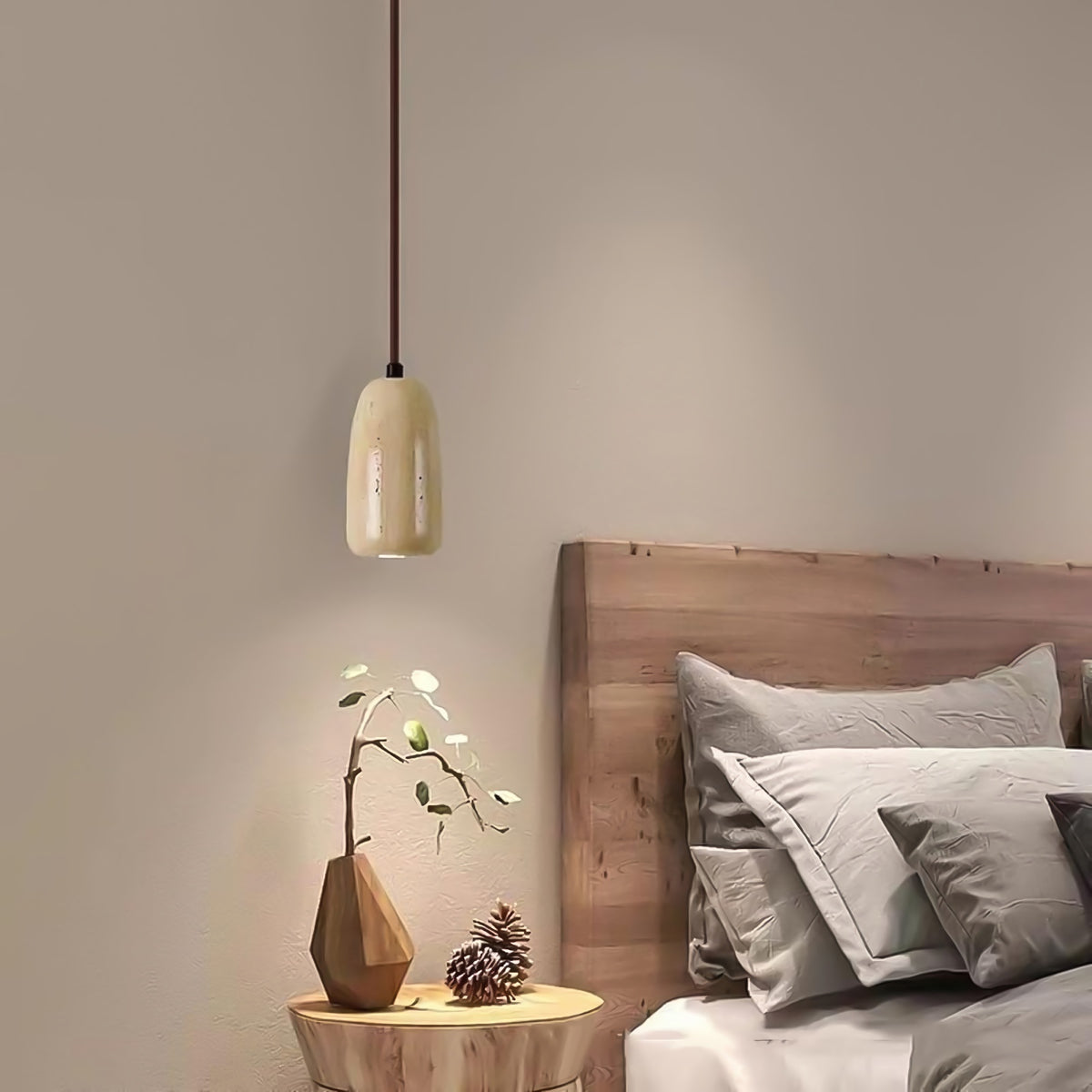 Textured Travertine Pendant Light