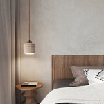 Textured Yellow Travertine Wood Suspension Light