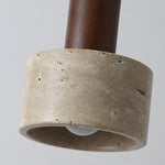 Textured Yellow Travertine Wood Suspension Light