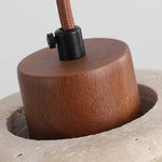 Textured Yellow Travertine Wood Suspension Light