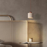 Textured Yellow Travertine Wood Suspension Light