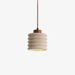 Textured Yellow Travertine Wood Suspension Light