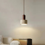 Textured Yellow Travertine Wood Suspension Light
