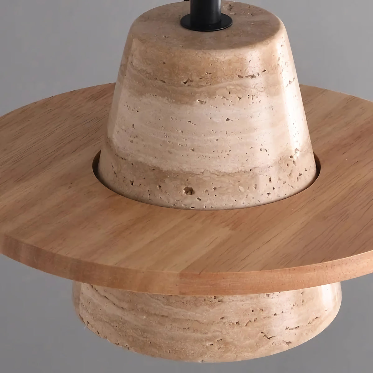 Travertine Medieval Wood Pendant Light