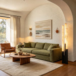 Trelune Column Floor Lamp | Alabaster and Brass | Standing beside dining table in bright dining room | Severn Lighting