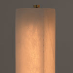 Trelune Column Floor Lamp | Translucent Alabaster | Macro lit close-up of warm glow through stone column | Severn Lighting