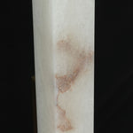 Trelune Column Floor Lamp | Natural Pure Alabaster | Macro detail of mineral veining on white carved stone | Severn Lighting