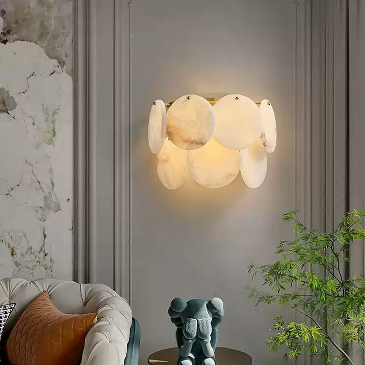 Two-Tier Alabaster Wall Lamp