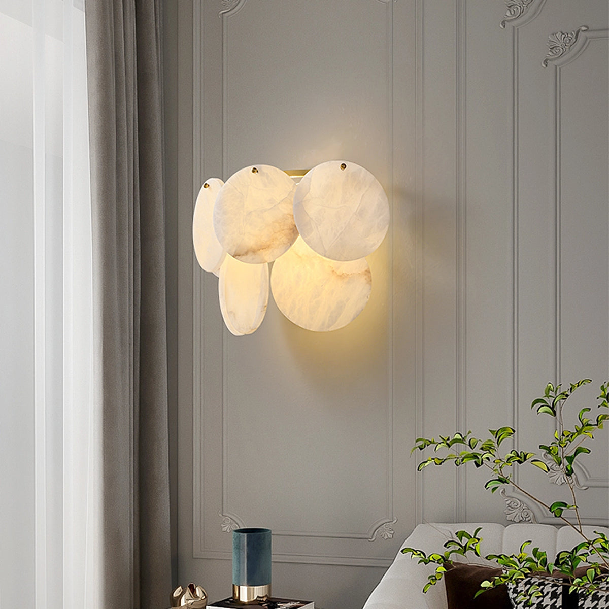 Two-Tier Alabaster Wall Lamp