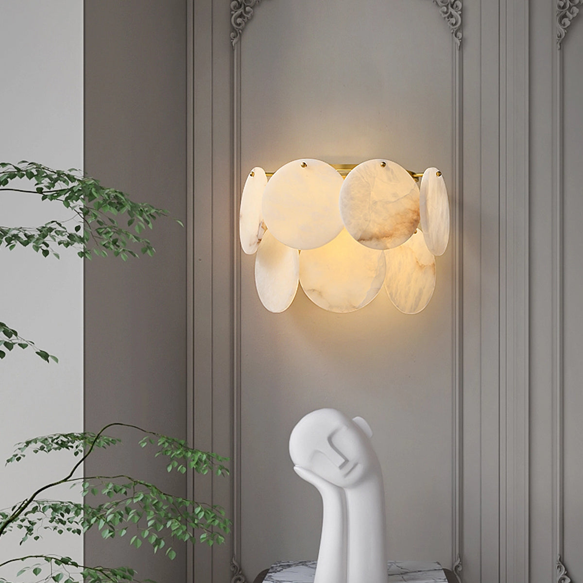 Two-Tier Alabaster Wall Lamp