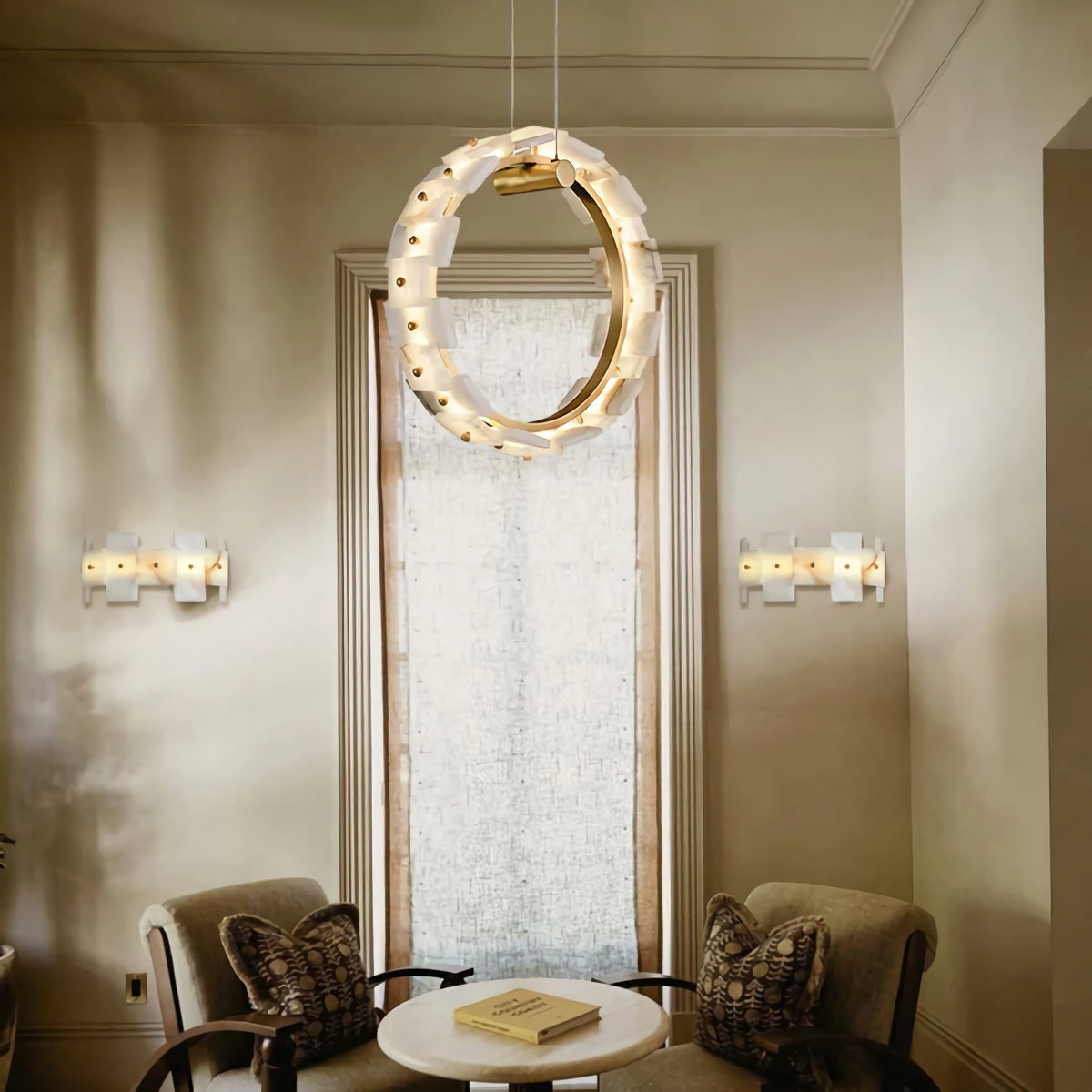 Vertical Ring Alabaster Pendant Lamp