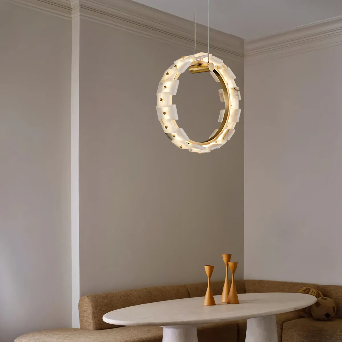 Vertical Ring Alabaster Pendant Lamp